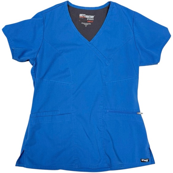 Grey’s Anatomy by Barco Spandex Stretch Kim V-Neck Scrub Top Women’s Small Royal - Picture 4 of 9